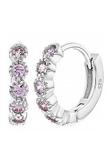 sparkling pink round cz baby huggie earrings